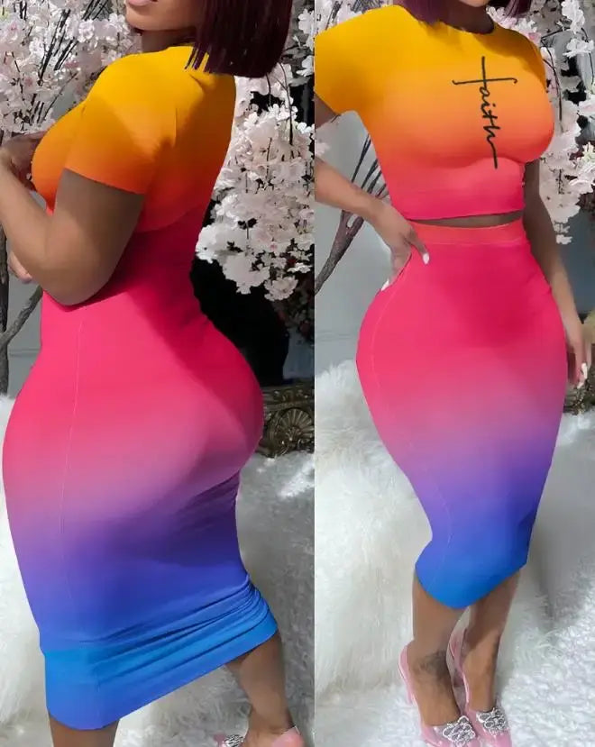 Light Pink Bodycon Two-Piece Set
