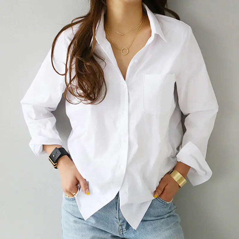 White Shirt Female Blouse Tops