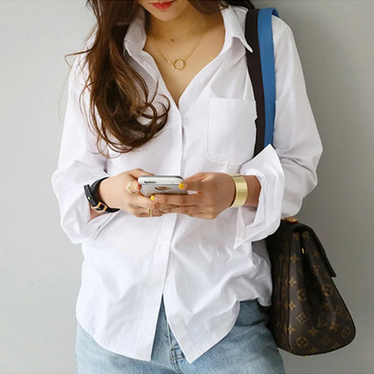 White Shirt Female Blouse Tops